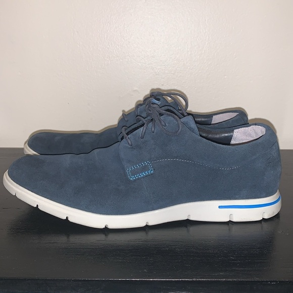 Clarks Men's Denner Motion Suede Oxford Shoes - Navy and Taupe.  Size 8. - Picture 2 of 10